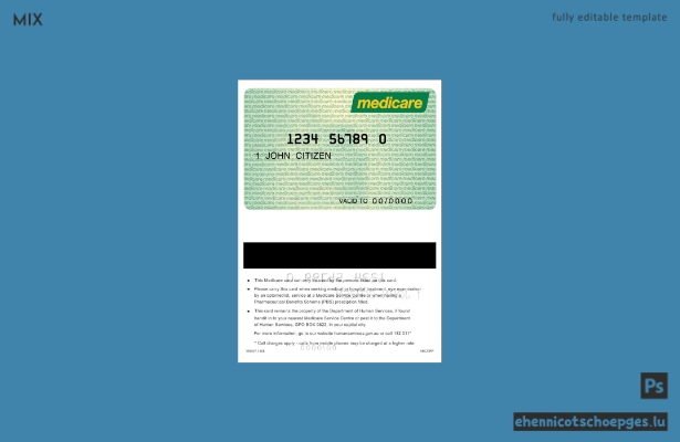 Beispielvorschau der australischen Medicare-Karte